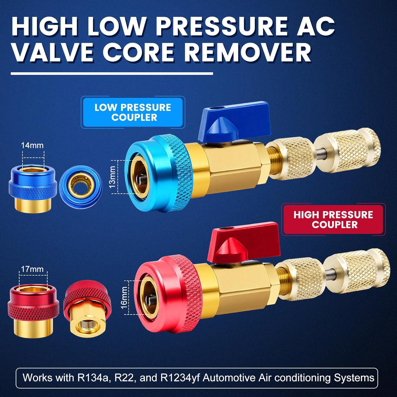Car A/C R134A System Valve Core Quick Remover Installer Tools High Low Pressure