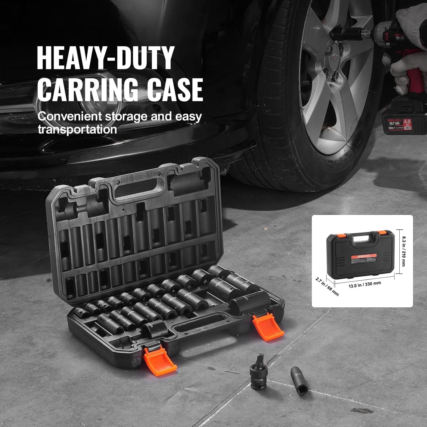 Heavy-Duty 3/8″ Drive Impact Socket Set 25pc for Auto Repair
