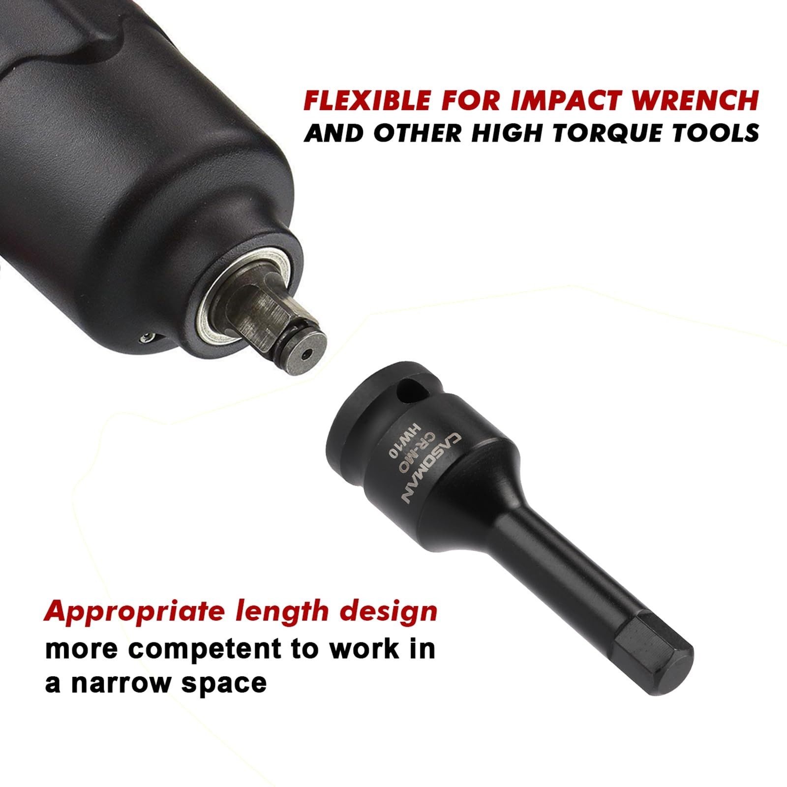 20-Piece 1/2″ Drive Impact Hex Bit Set – SAE/Metric, Cr-Mo Steel, Durable Constr
