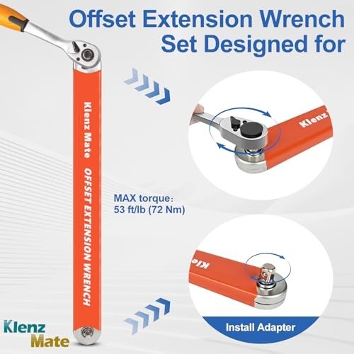 Offset Extension Wrench Set with 3 Lengths, Vise Grip, 1/2″, 1/4″, 3/8″ Adapters