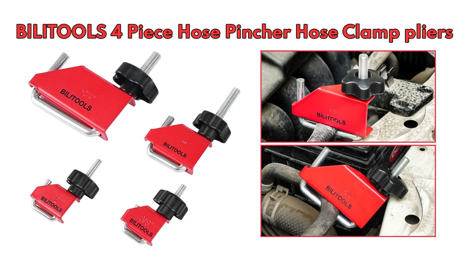 4-Piece Hose Pinch Off Pliers Set – Clamp Tool for Fuel, Coolant, Brake Hoses