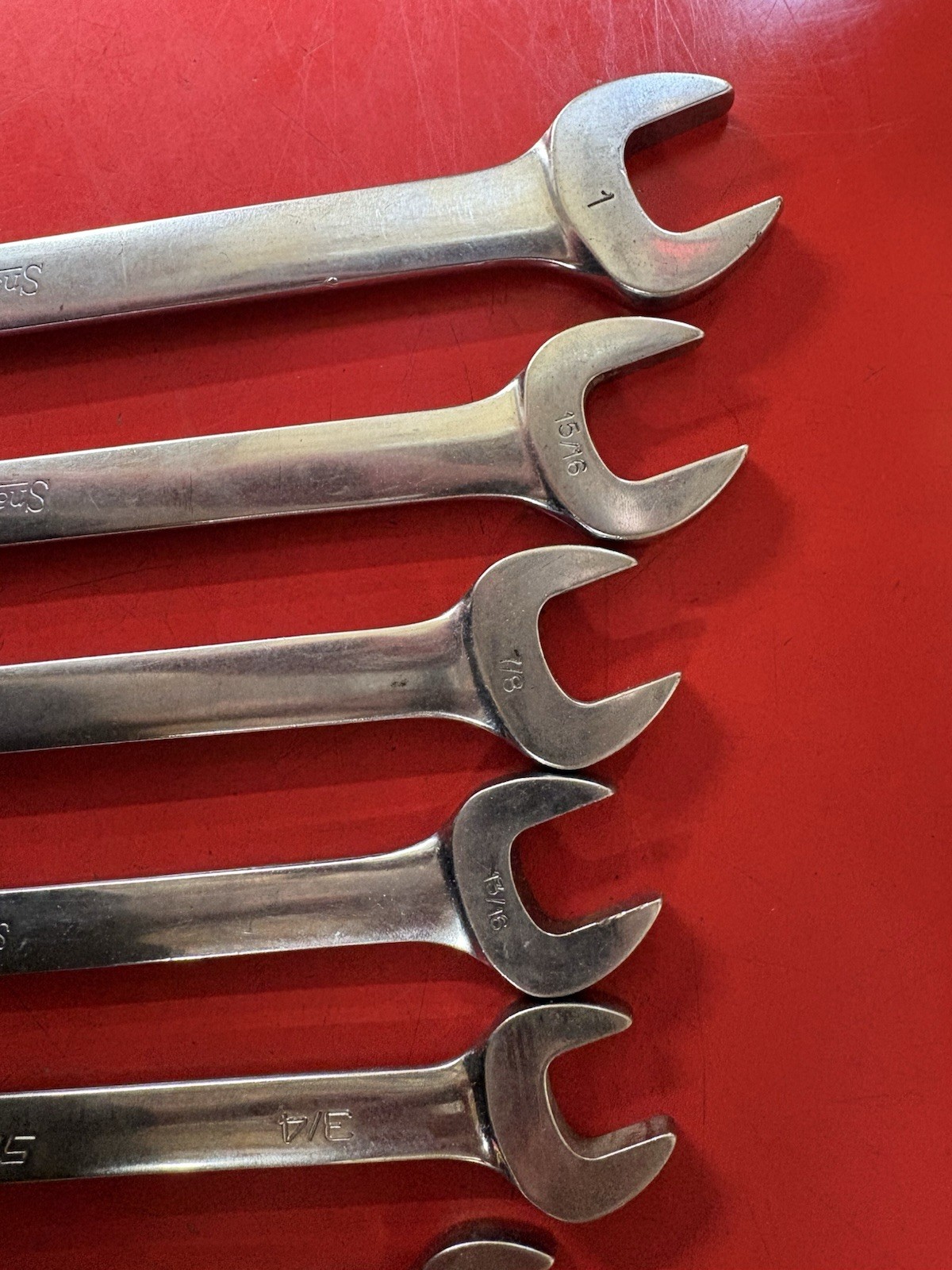 Snap On USA Combination Wrench OEX Set 11 Piece SAE 12 Point 3/8″ Thru 1″