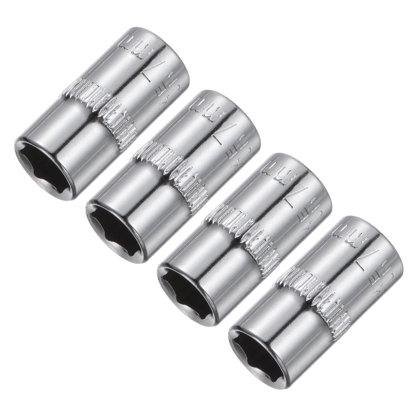4Pcs 1/4-inch Drive 7mm Steel Chrome Plated 6-Point Shallow Socket