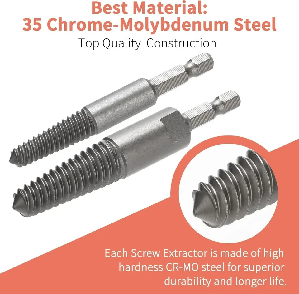 REBRA Screw Extractor and Left-Hand Drill Bit Set, Easy Out Broken One Size