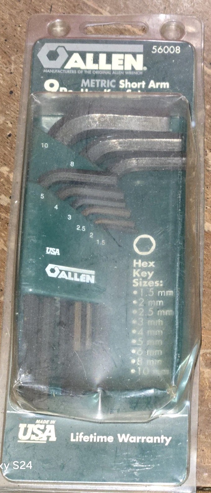 ALLEN 56008 9 Piece Metric Short Arm Hex Key Set 1.5 2 2.5 3 4 5 6 8 10mm EW
