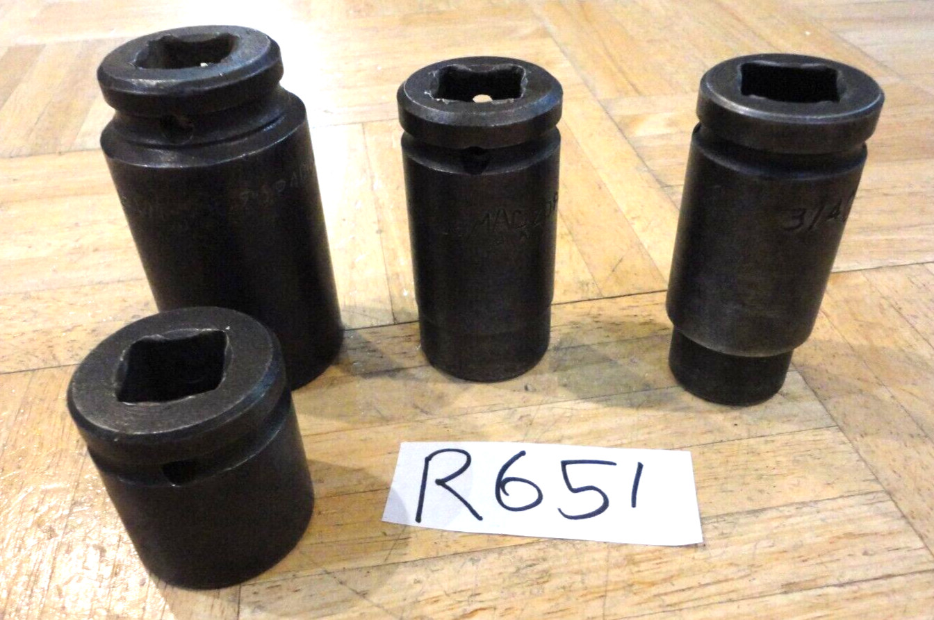 MAC TOOLS 4 PIECE 3/4 DRIVE SAE. DEEP IMPACT & SHORT BUD WHEEL SOCKETS
