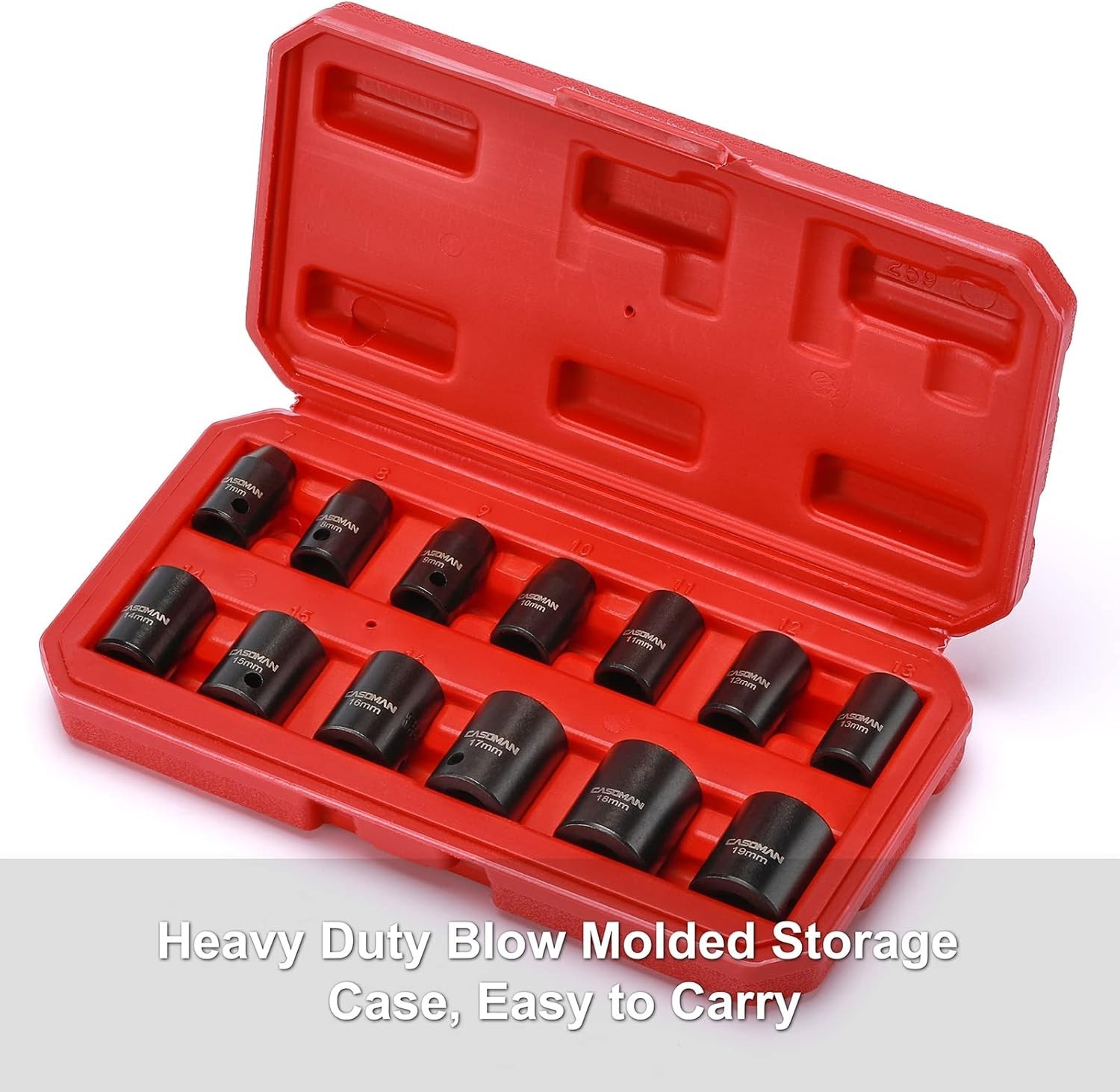 13-Piece Chrome Vanadium Impact Socket Set: 3/8-Inch Drive, Heavy Duty, Metric