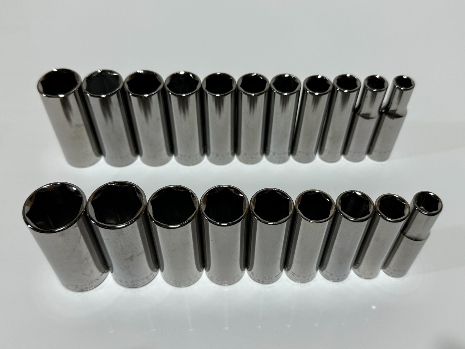 NEW Craftsman USA G 20pc Deep 6 Point Socket Set, Metric 9-19mm & SAE 3/8 to 7/8