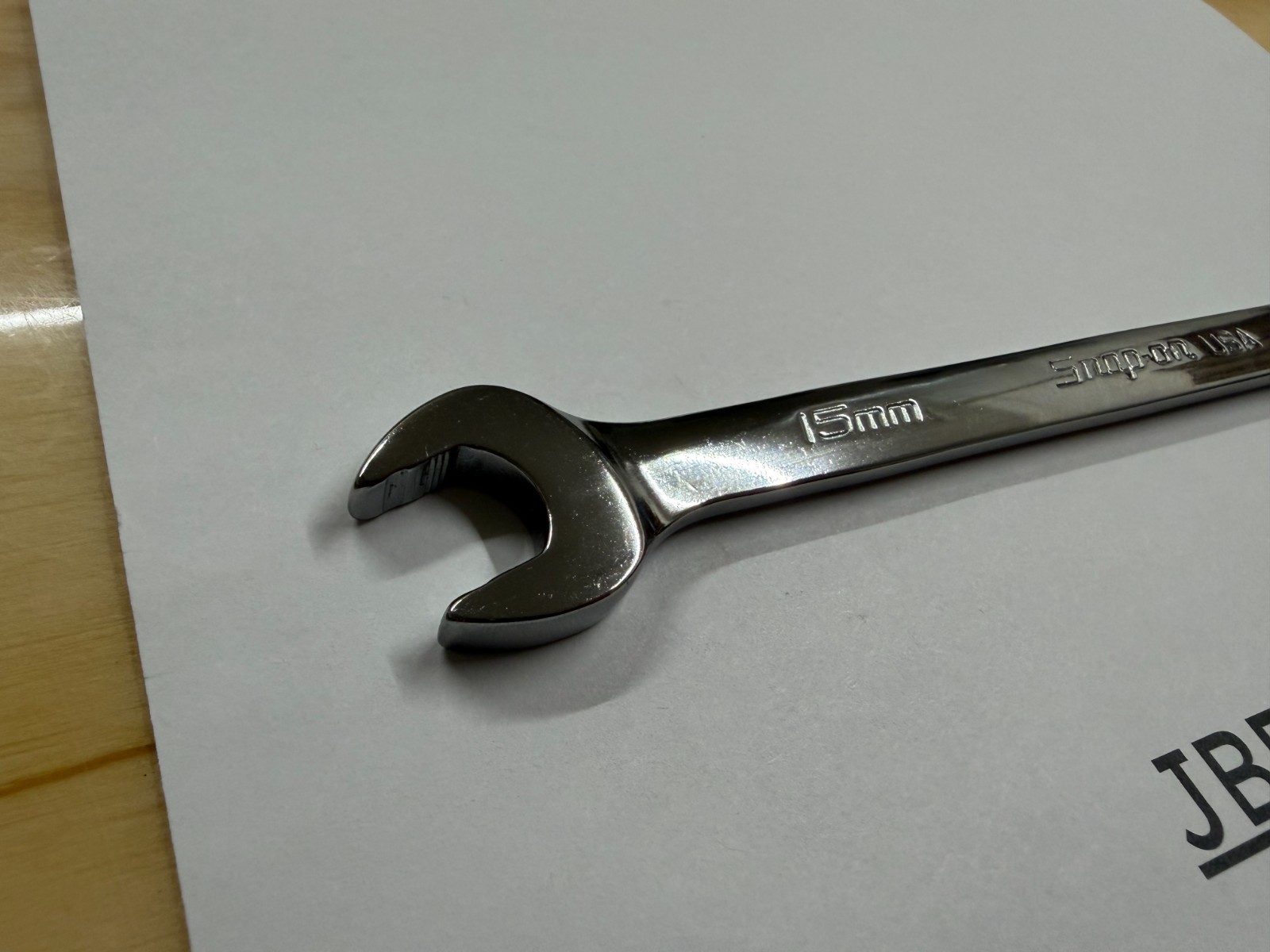 Snap-on Tools USA NEW 15mm Metric Chrome Flank Drive Plus Combo Wrench SOEXM15