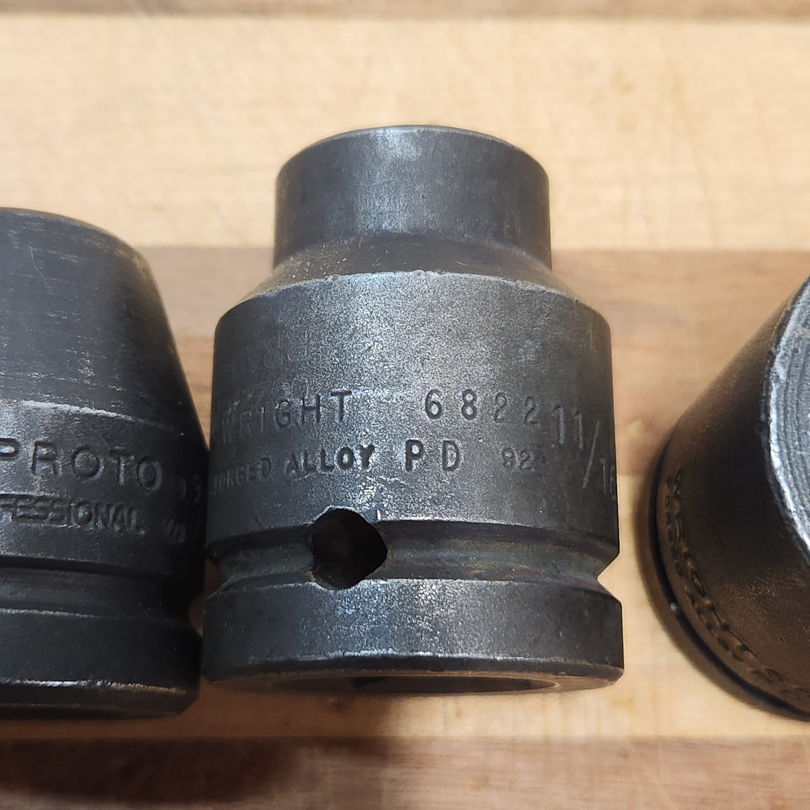 Wright & Proto 3/4 inch drive 6 point socket lot 1-3/8, 1-3/16, 7/8, 11/16, 9/16