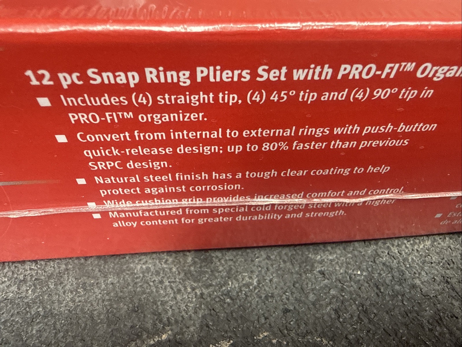 For Snap-on Tools NEW RED 12-Piece Master Snap Ring Pliers Foam Set SRPCR1200FR