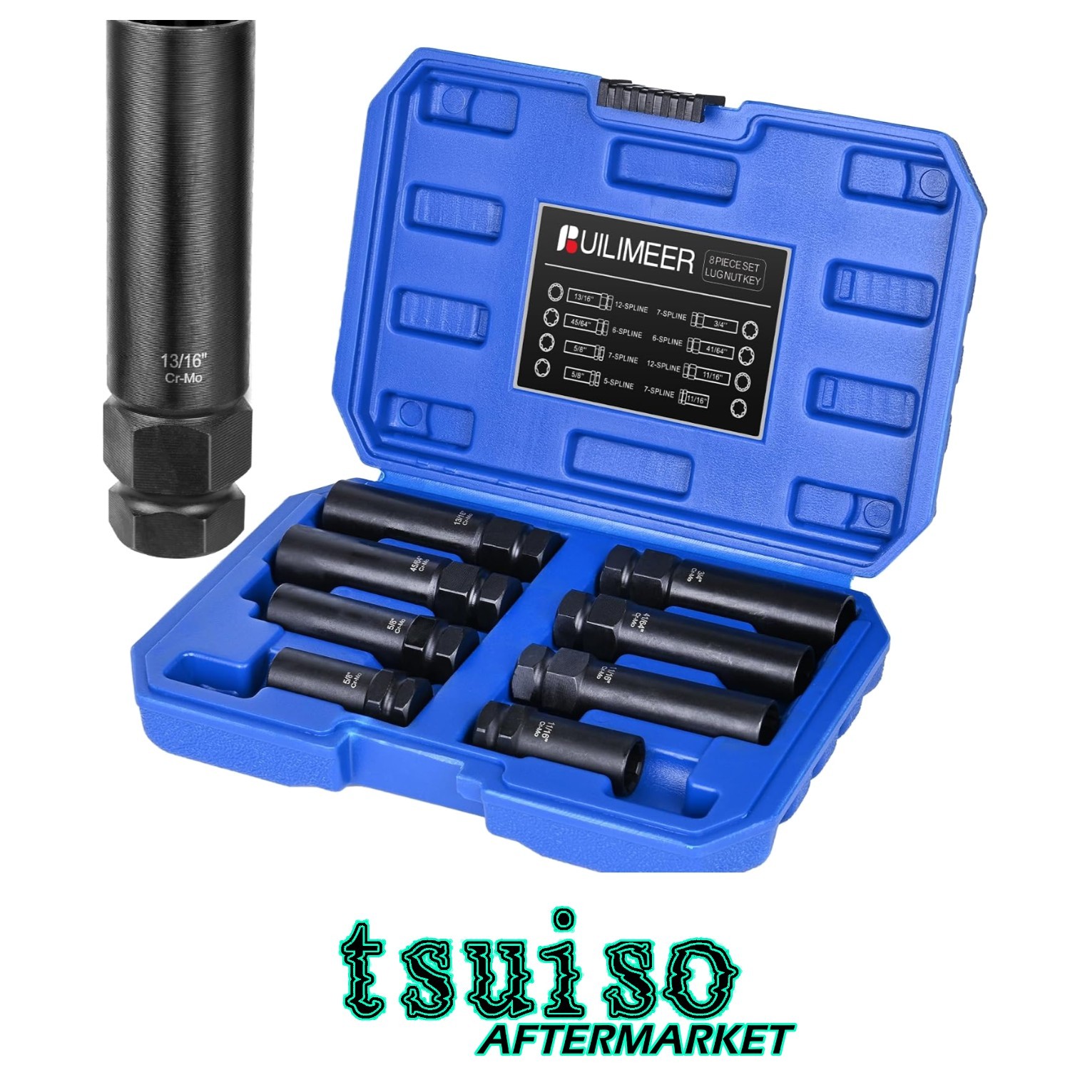 8-Piece Spline Lug Nut Socket Set for Effortless Removal – Durable and Portable