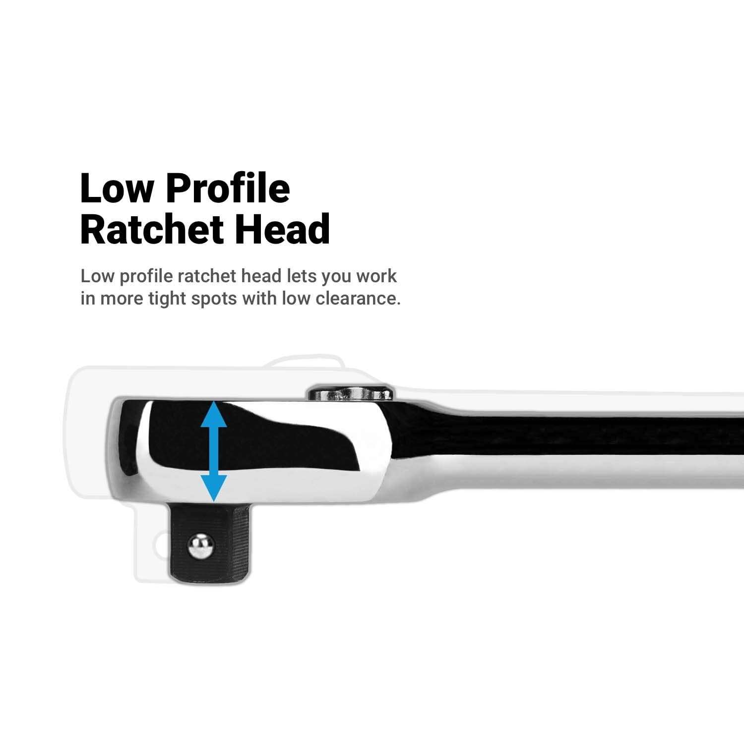 Extra Long 1/4″ Drive 90-Tooth Ratchet Wrench, Ergonomic Soft Grip, 12″ Length