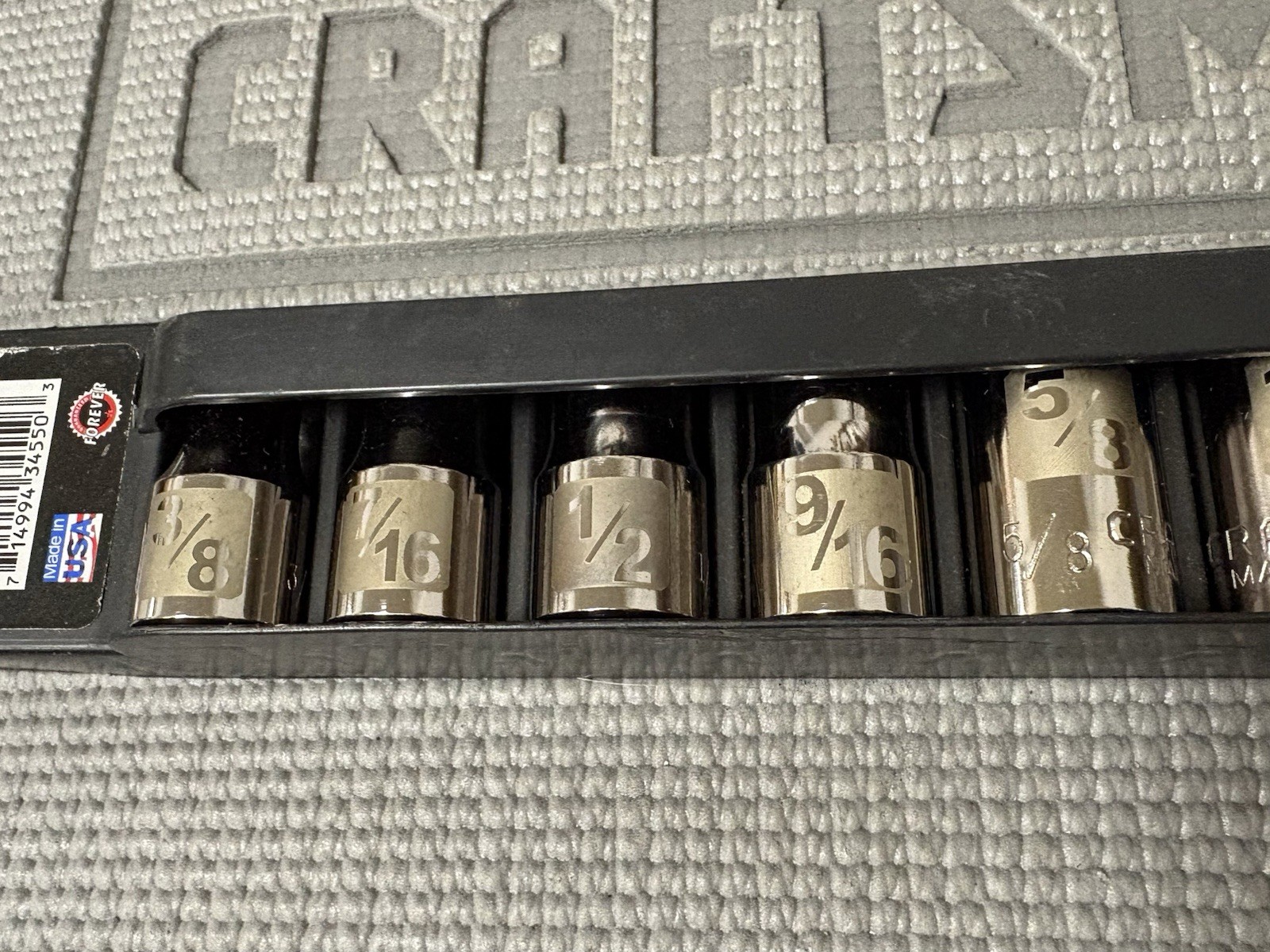 NOS Sears Craftsman USA 1/2” Drive 10pc Easy Read 6pt Sockets SAE 34550 G2D Dual