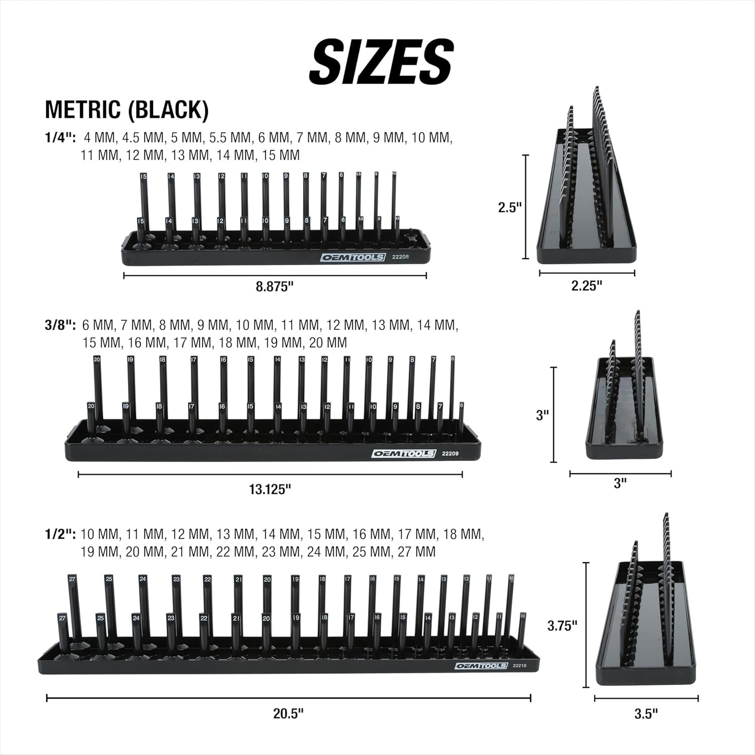 Socket Organizer Tray Set – SAE and Metric