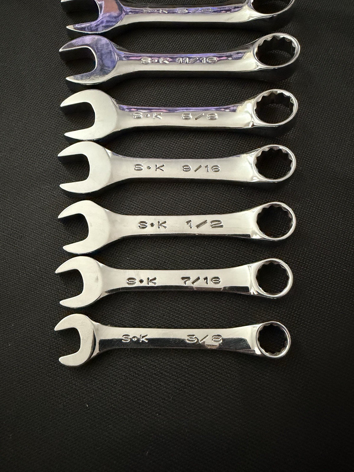 SK 11 PC SAE Stubby 12 Point Chrome Wrench Set 3/8-1-88012-88032- SuperKrome