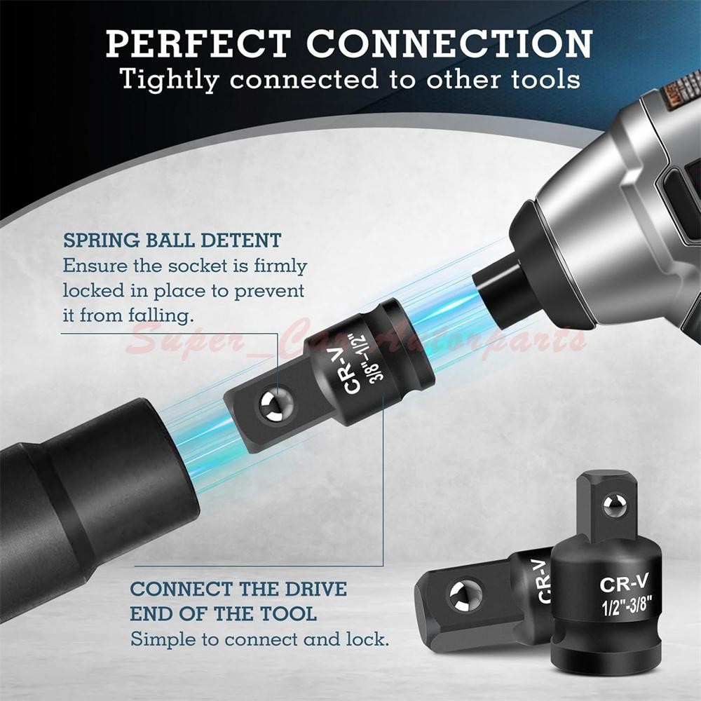 8Pcs Impact Socket Reducer Adapter Set Convertor Adaptors 1/4″ 3/8″ 1/2″ 3/4″ 1″