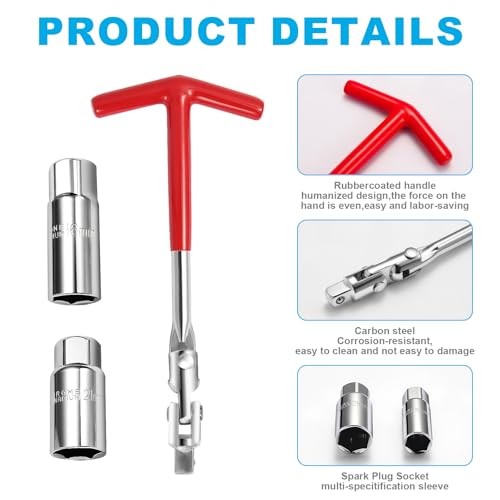 3Pcs Spark Plug Socket Wrench Set T-Handle 5/8 & 13/16 Tool