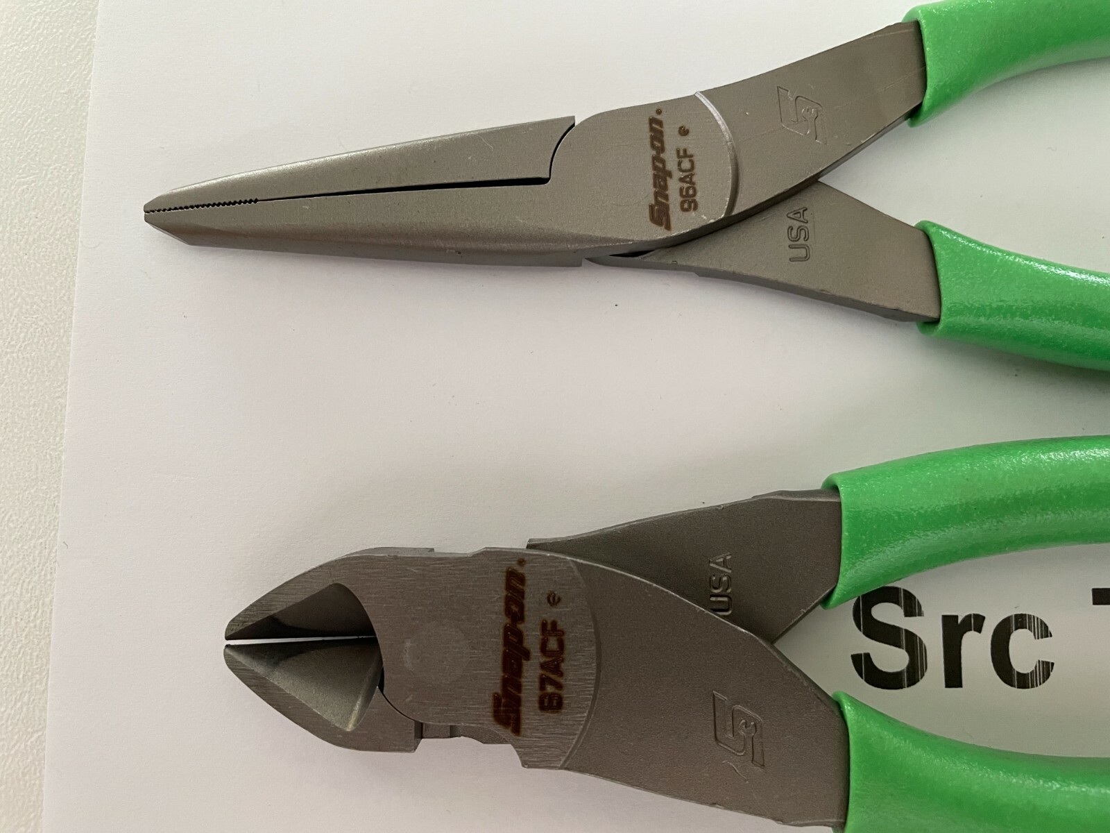 Snap-On Tools USA NEW 2pc GREEN Soft Grip Cutter & Needle Nose Plier Lot Set