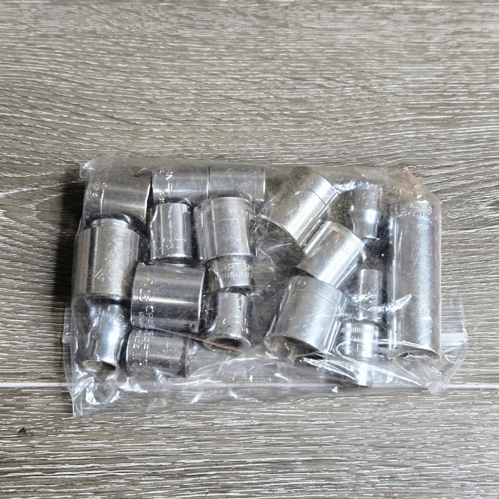 20 Craftsman Mixed Socket Lot, Assorted Sizes, SAE & Metric, Chrome Finish