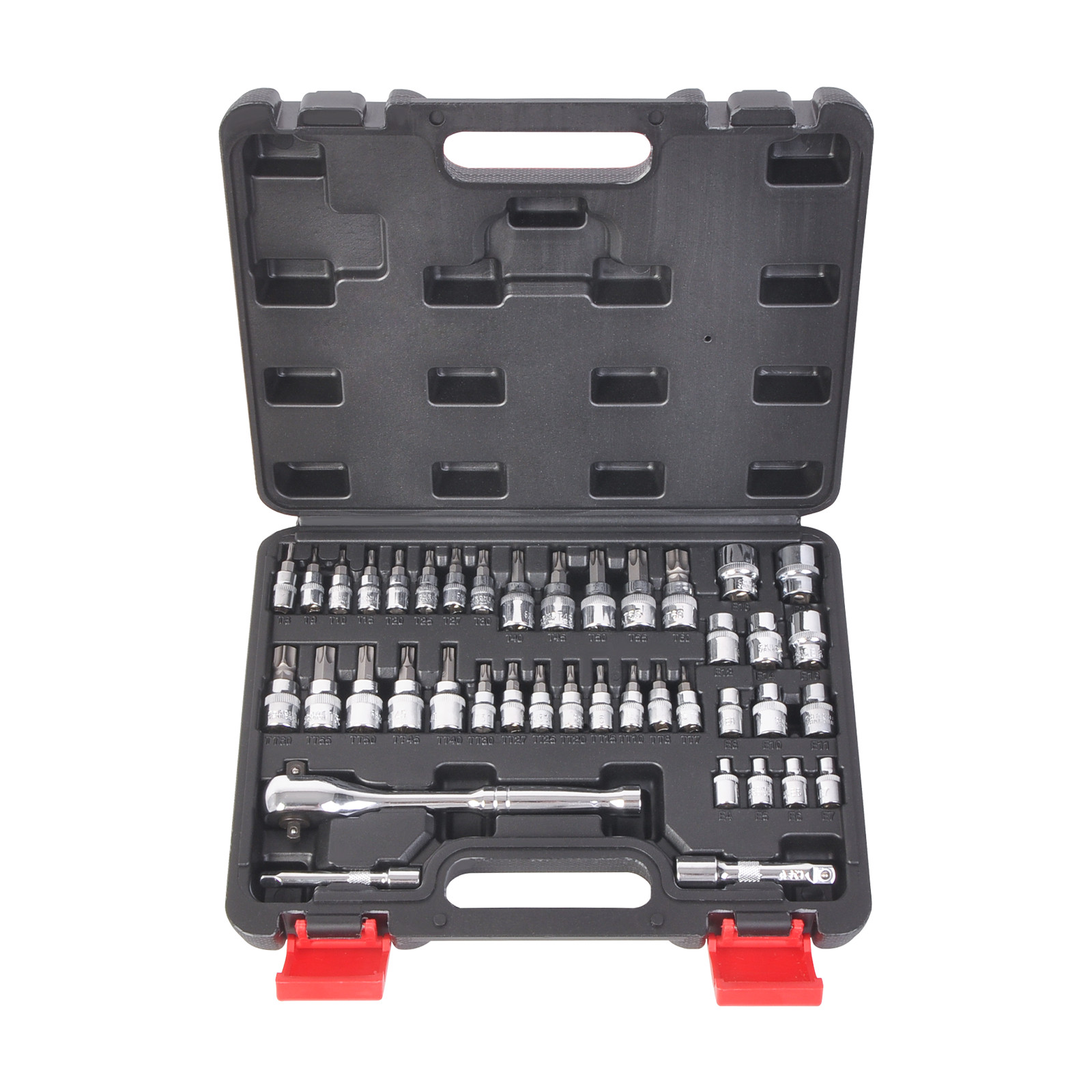 42PC SAE And Metric 1/4 &3/8 Inches Drive Ratchet Wrench Set Torx/Hex Bit Socket