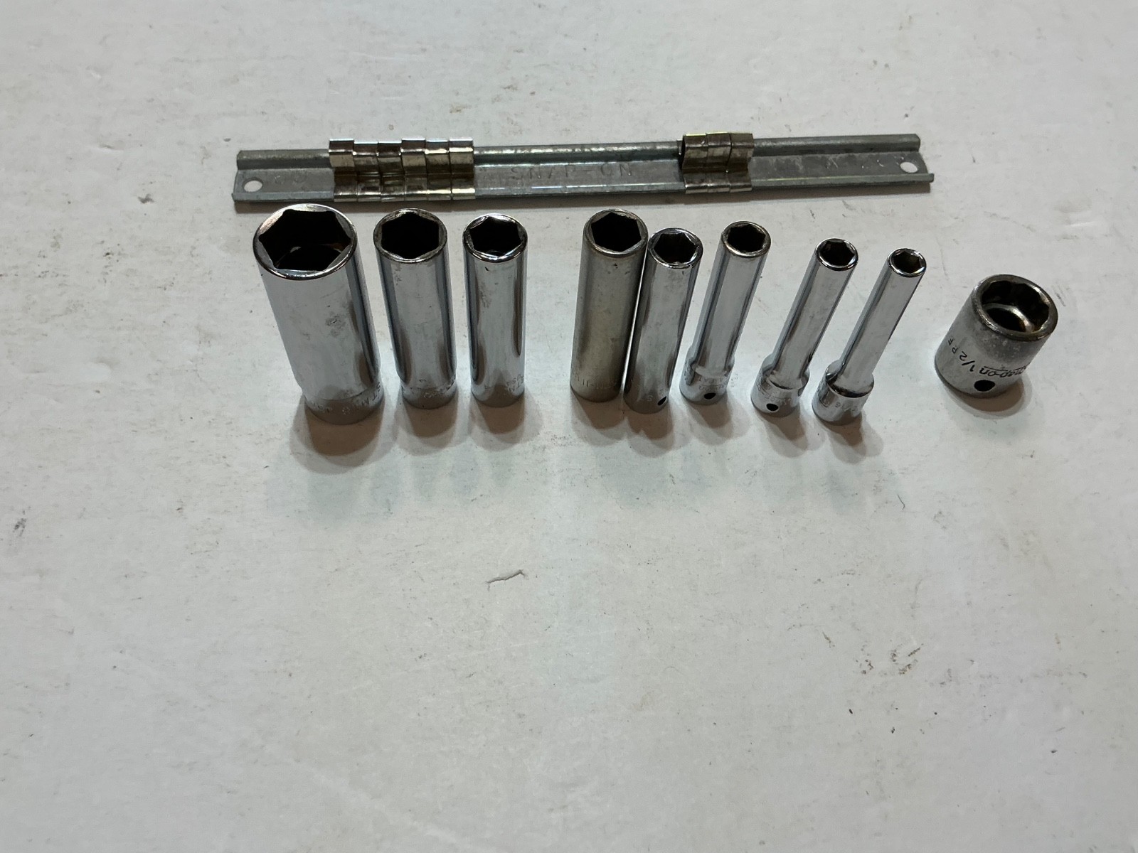 Snap-on 7 pc 1/4″ drive SAE deep well socket set 3/16-9/16 plus 2 others USA