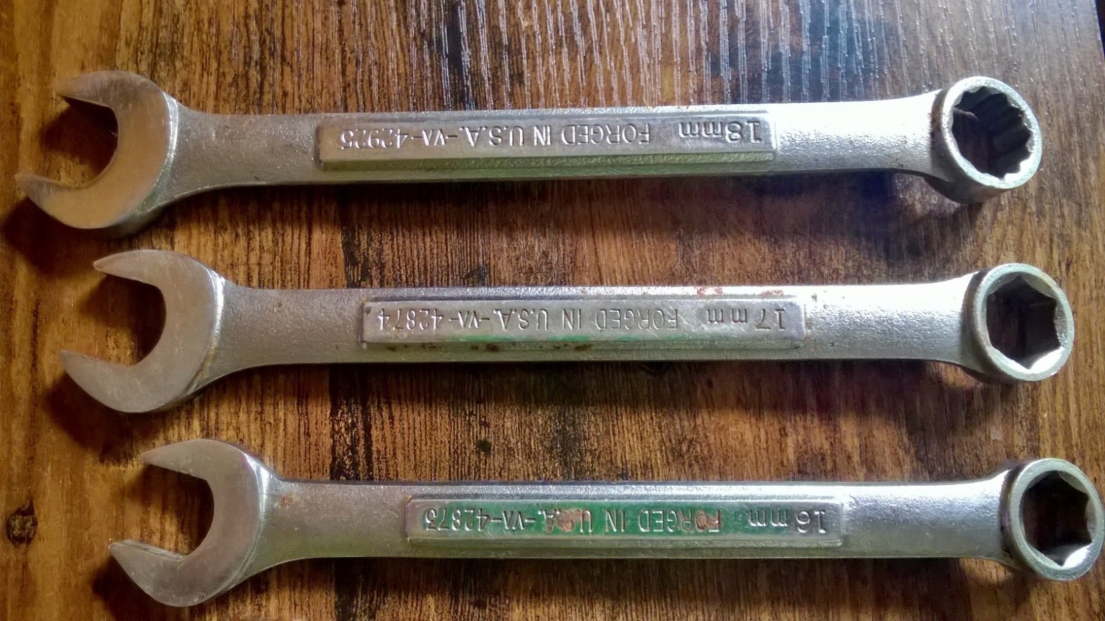 USA Craftsman 9 Pc Metric Combination Wrench VA Series 8mm 10mm 11mm 13mm-18mm