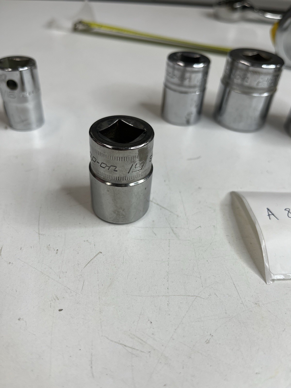 A-8494 Snap-on 1/2” Drive Chrome Socket Lot SAE Metric 9/16 3/4 19mm 20mm 1-3/16