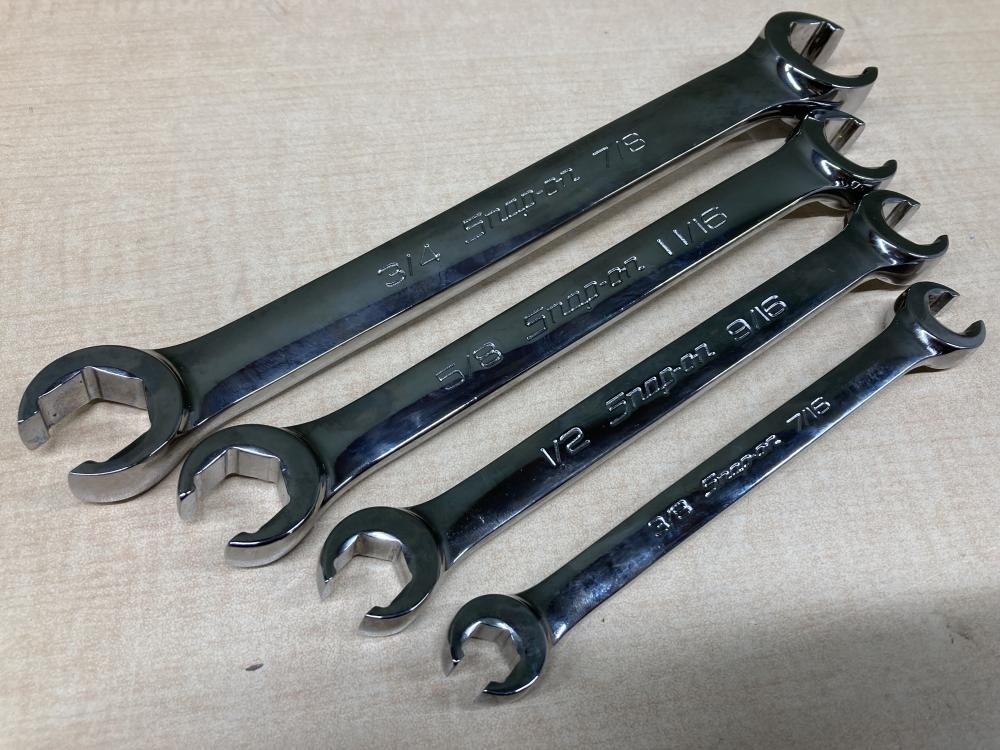 Snap-on RXFS Series SAE 6 Point Double End Flare Nut Wrench 4Pc Set [Used]