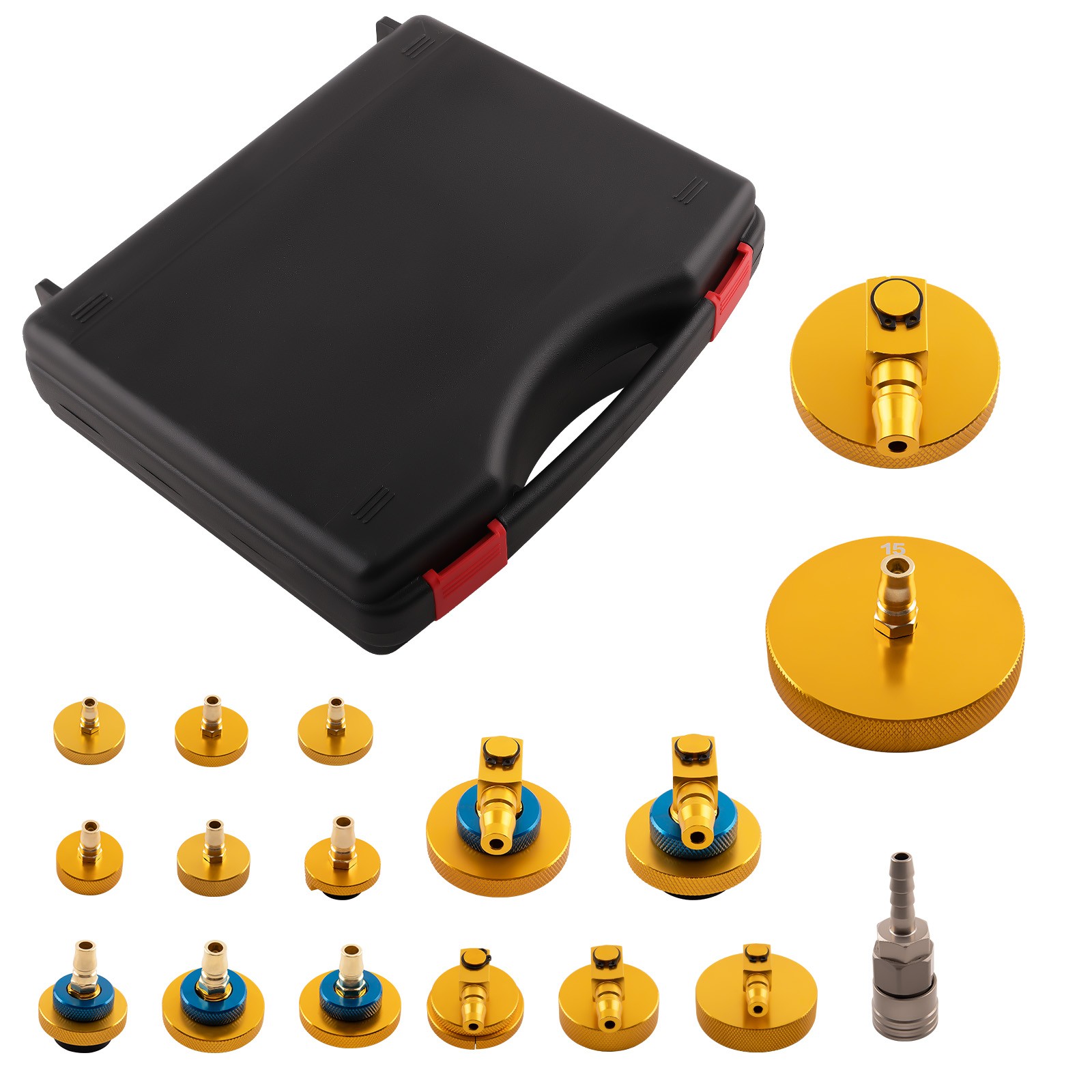16pcs Brake Fluid Bleeder Master Cylinder Adapter Set Brake Bleeding Adapter Kit