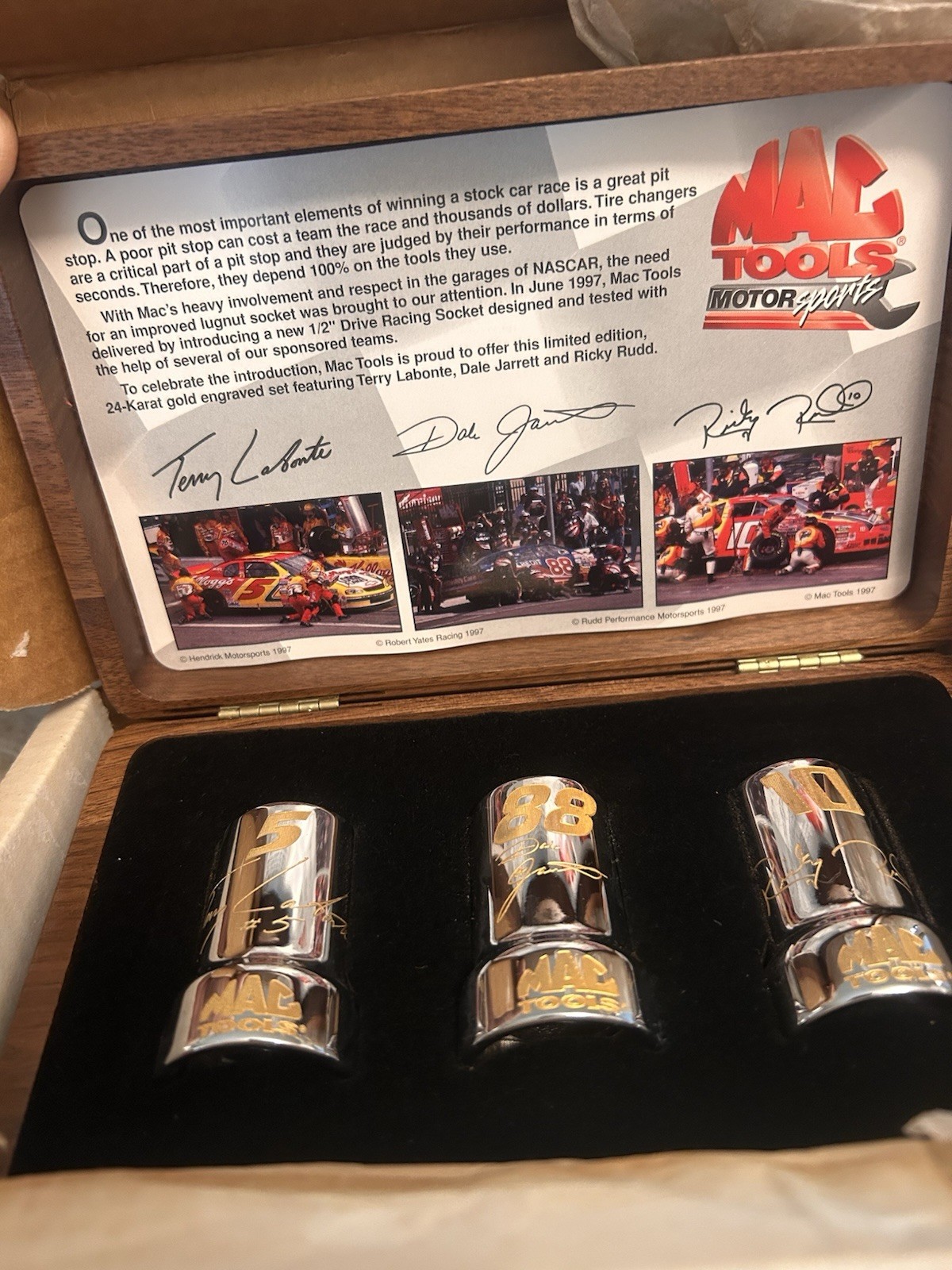 Mac Tools 24k Gold Filled Limited Edition Racing Socket Set NASCAR 1997 SC185TER