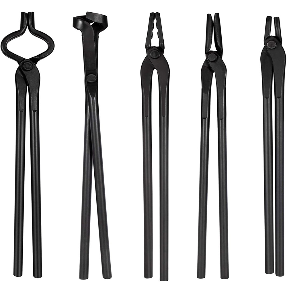 Knife Making Tongs Set Tools Blacksmith Bladesmith Tong Vise Anvil Forge 5 PCS