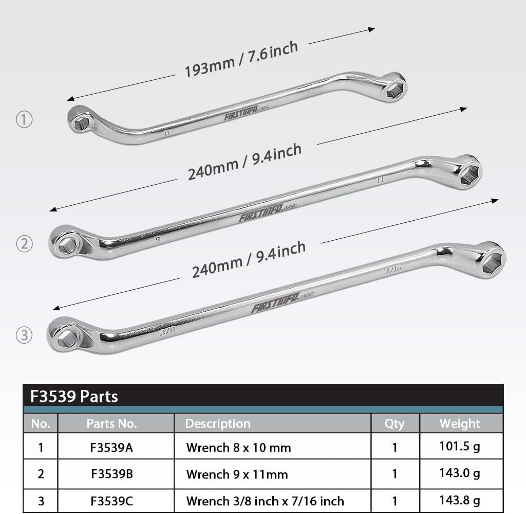F3539 Offset Automotive Brake Bleeder Wrench 6 Sizes In 1 Set Tool 8 mm, 9 mm,