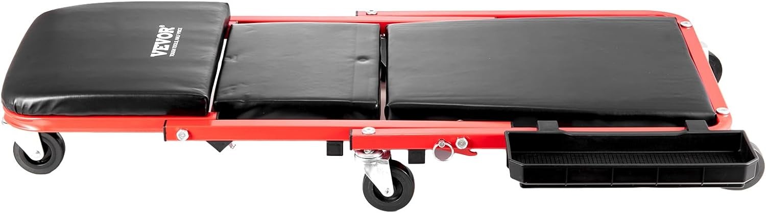 VEVOR Foldable Z Garage Creeper, 36 in, 300 lbs Load Capacity Rolling Red