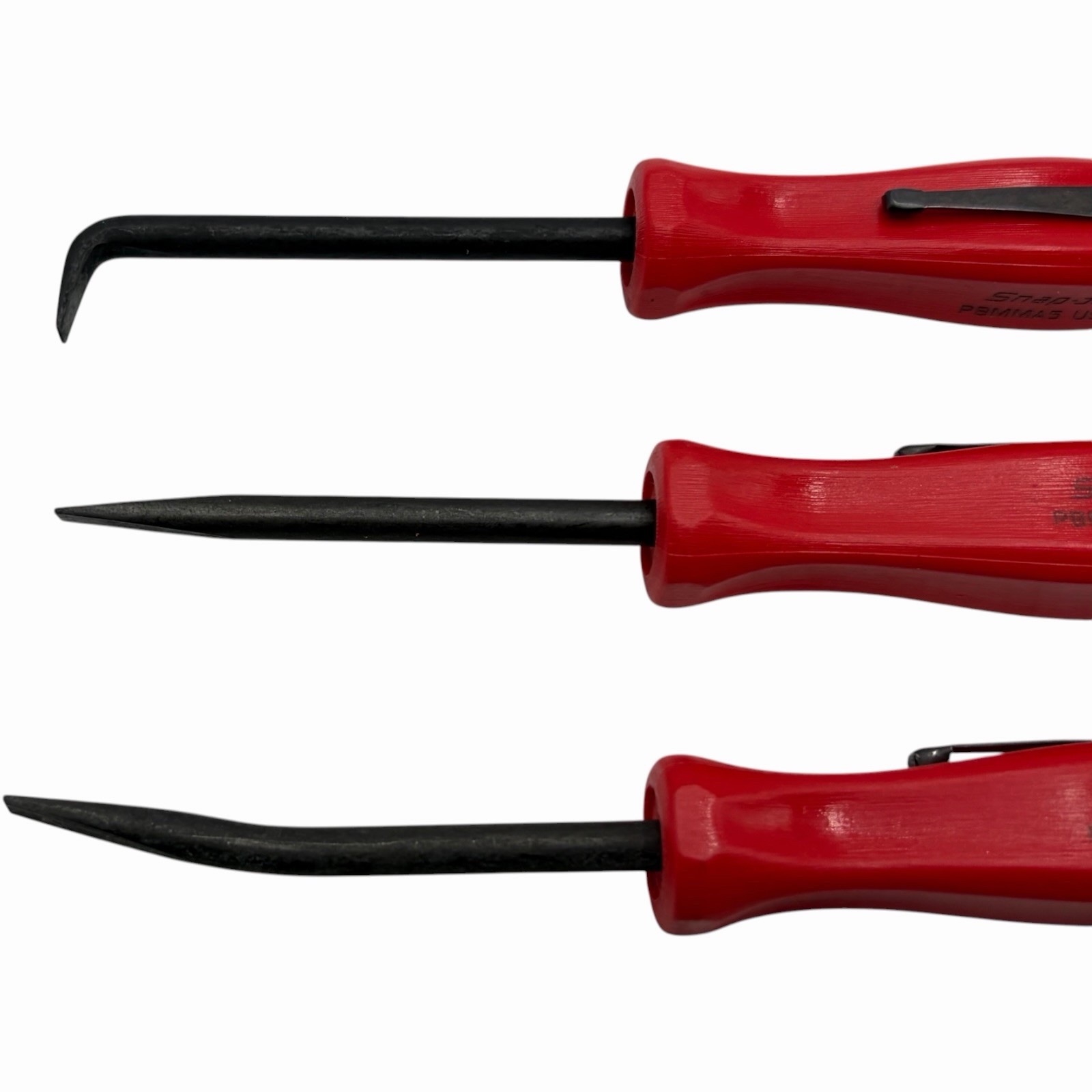 Snap On Tools Mini Magnetic Pocket Pry Bar Set 3 piece Red 5 inch Bent 90