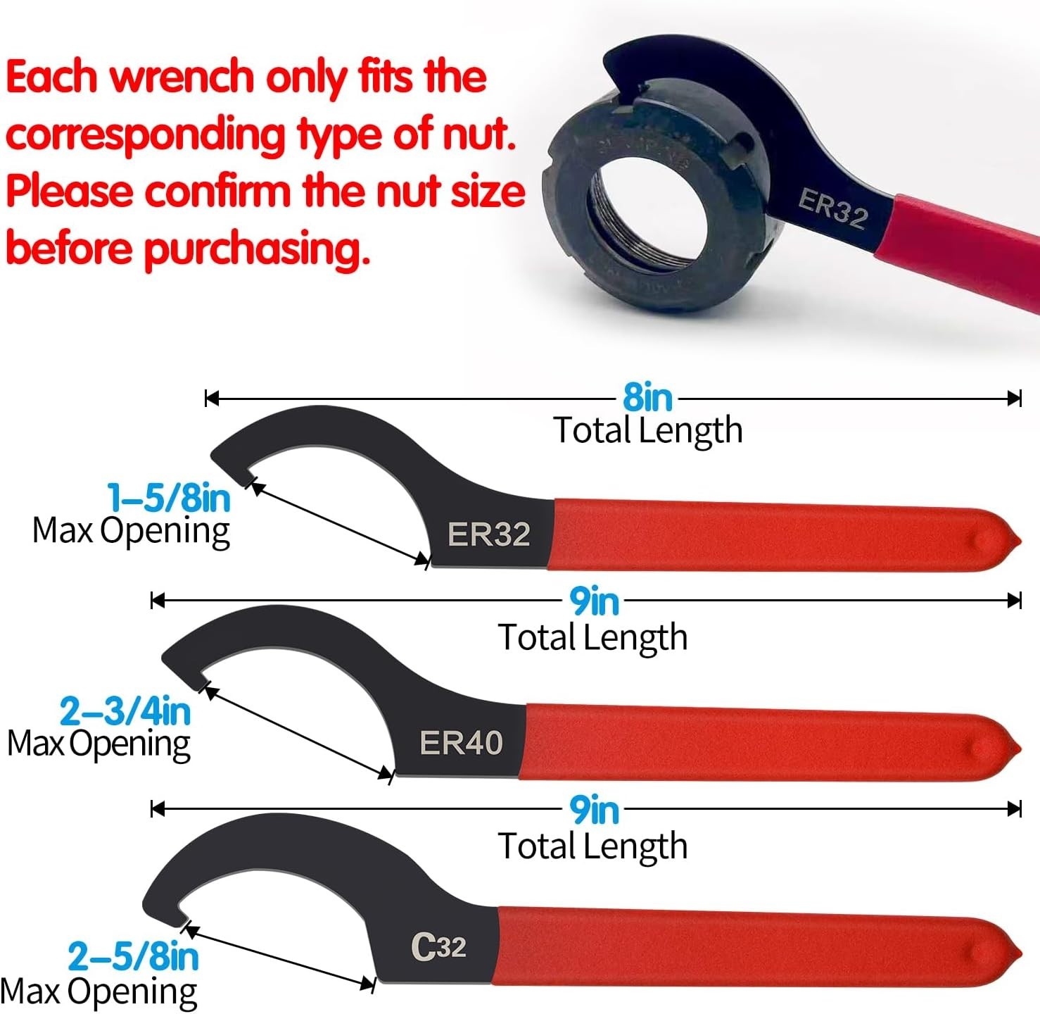 Versatile 6pcs Spanner Wrench Set with Rubber Grip and C-Hook Design for Repairs