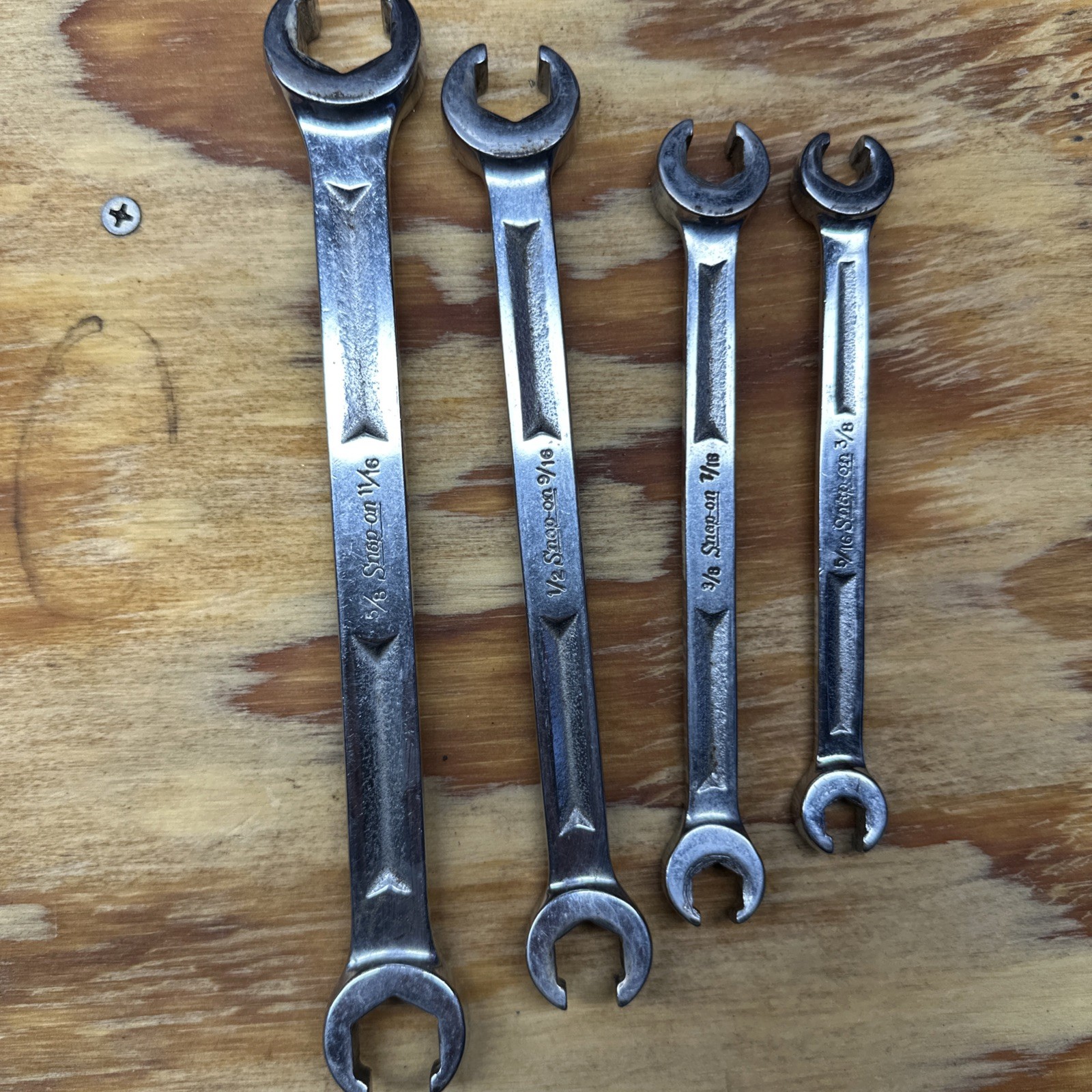 SNAP-ON RXH 4 PC SAE 6 POINT FLARE NUT LINE WRENCH 3/8″ – 11/16″ USA !!