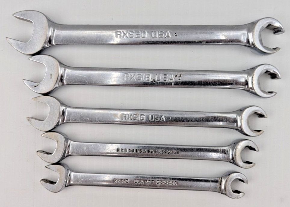 Snap-On Tools 5pc RXS Series SAE Open-End Flare Nut Combination Wrench