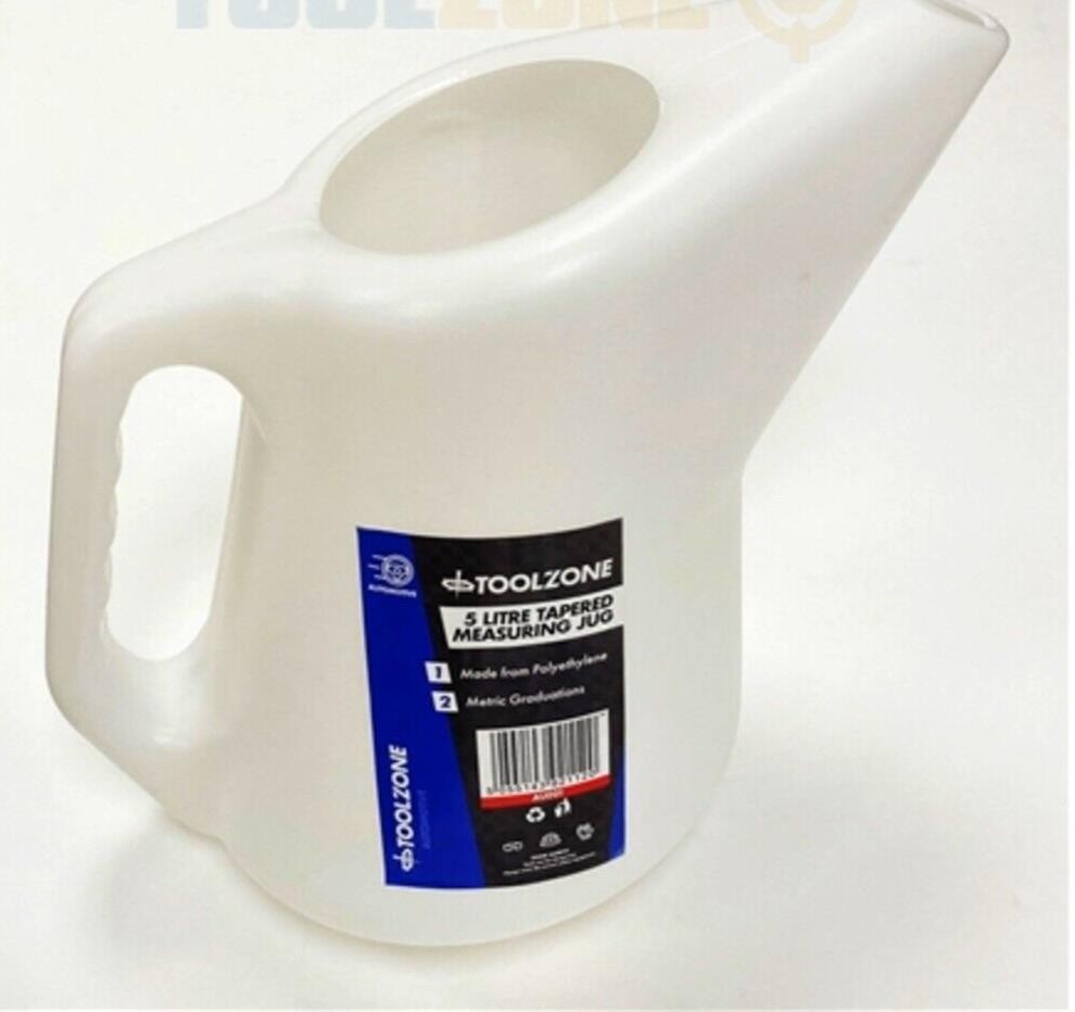 Measuring Jug 5L Tapered Plastic Polythylene Auto Tool oil fuel