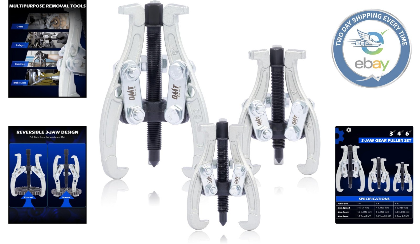 Universal Gear Puller Tool Kit – 3-Piece Set for Efficient Component Removal