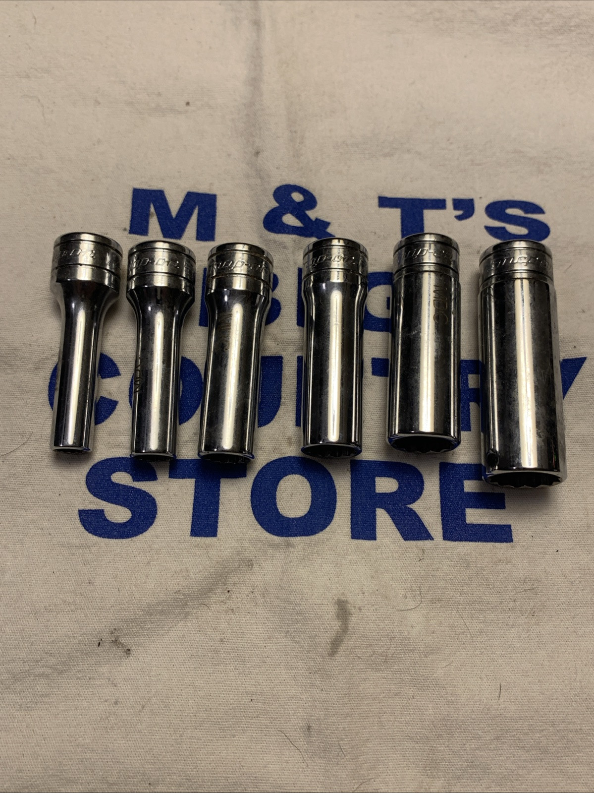 1996 Snap-on Tools USA 3/8″ Drive 12pt SAE 1/4-916″ 6pc Deep Socket Set