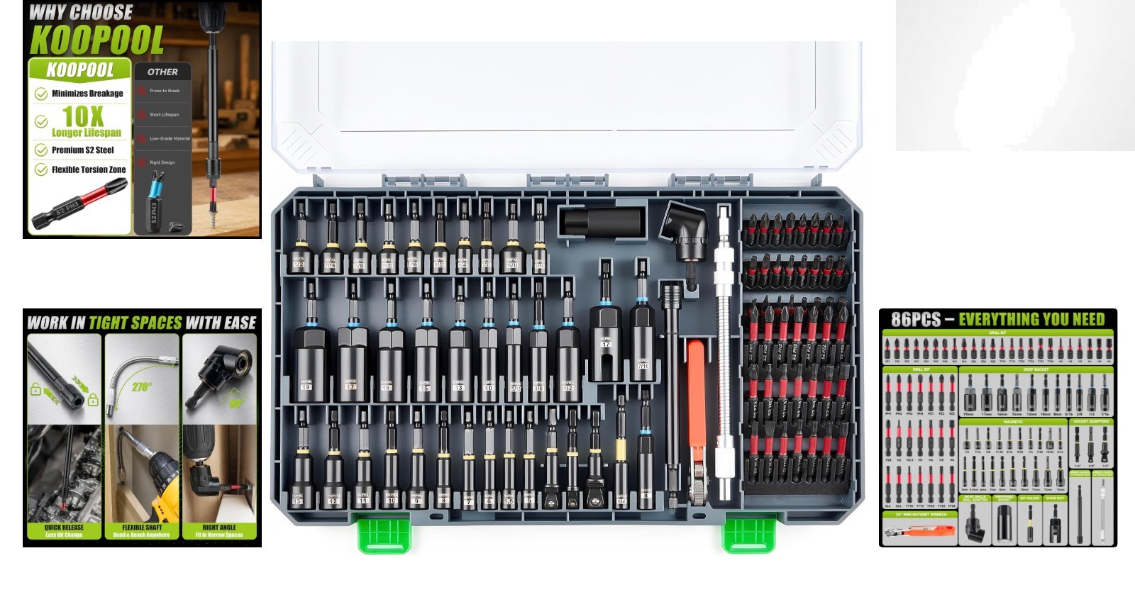 Impact Driver Magnetic Socket Set: 86 PCS with Deep Sockets and Universal Socket