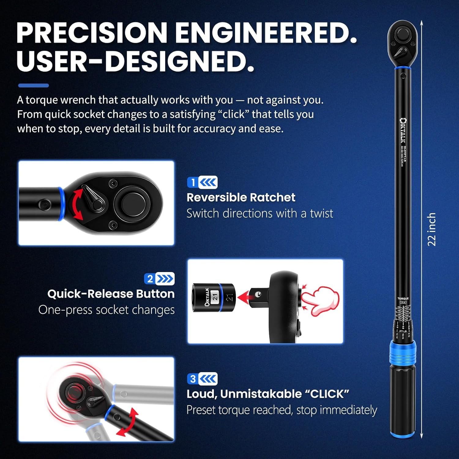 Durable Chrome Vanadium Torque Wrench Set – Essential 13-Piece Car Repair Tools