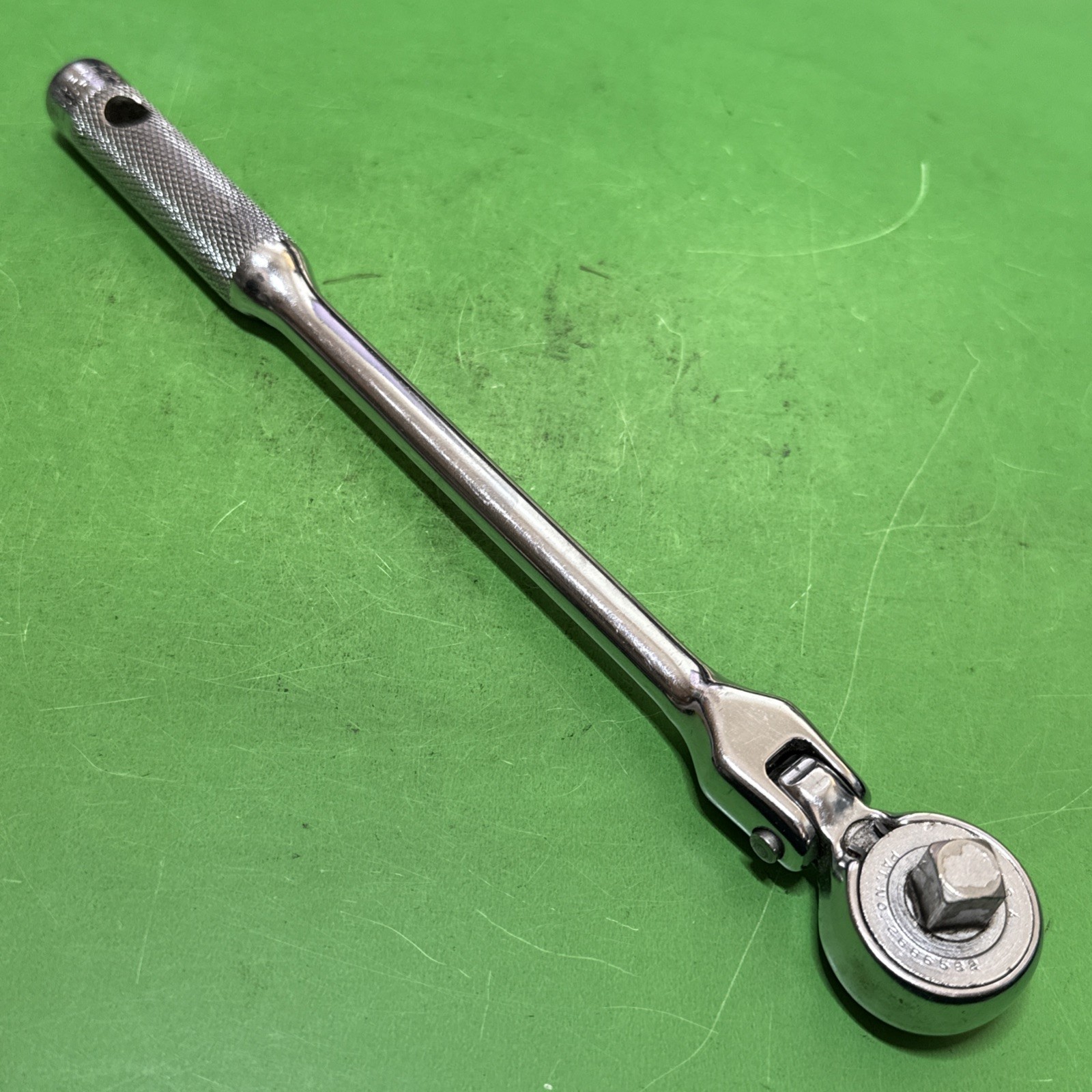 Rare Vintage Indestro Super USA 3/8″ Drive Flex Head Reversible Ratchet MPN 2736
