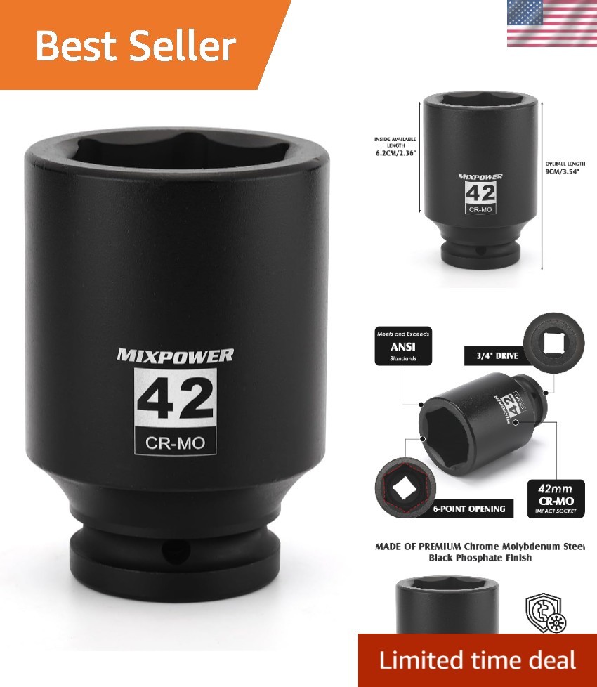 3/4″ Drive 42mm Deep Impact Socket – Chrome Molybdenum 6 Point Design