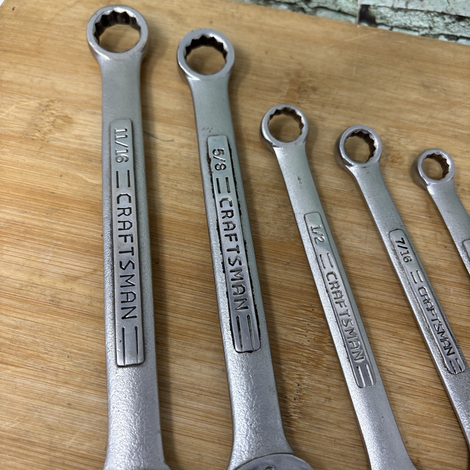 Lot 6 Craftsman Combination Wrenches USA 12pt,VV 1/4″, 11/16, 1/2, 7/16,5/8, 3/8