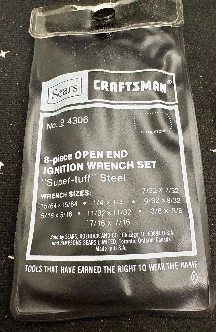 VTG Unused Craftsman 8-Piece Open End Ignition Wrench Set W/Vinyl Pouch USA