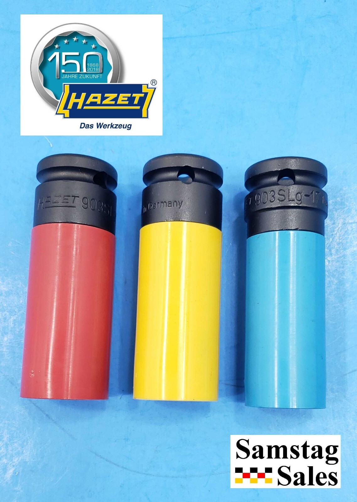 Hazet 903SPC/3 Lug Nut Socket Set 17mm 19mm 21mm with Sleeve Made in Germany