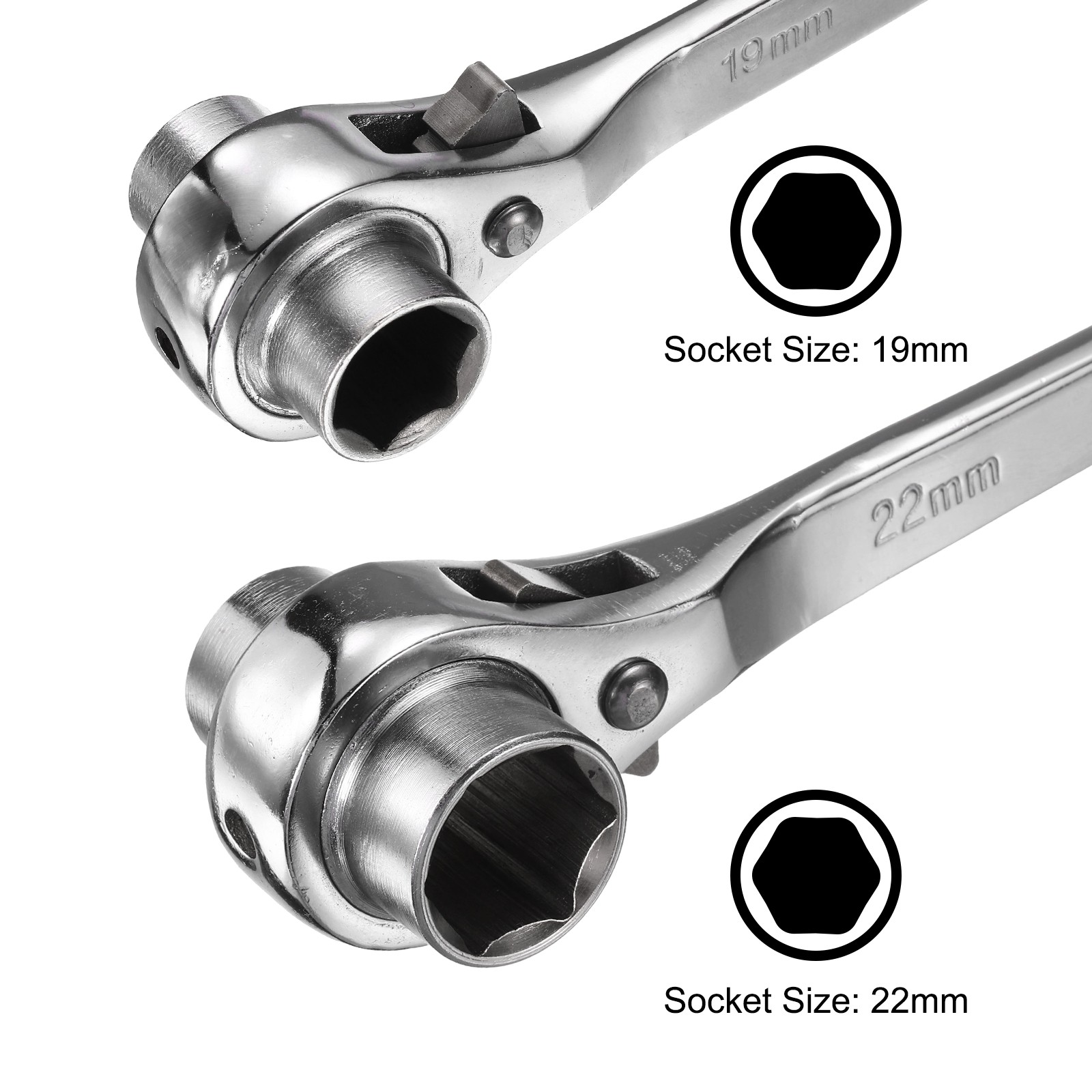 19x22mm,17mmx19mm Hexagon Scaffold Podger Ratchet Spanner Set