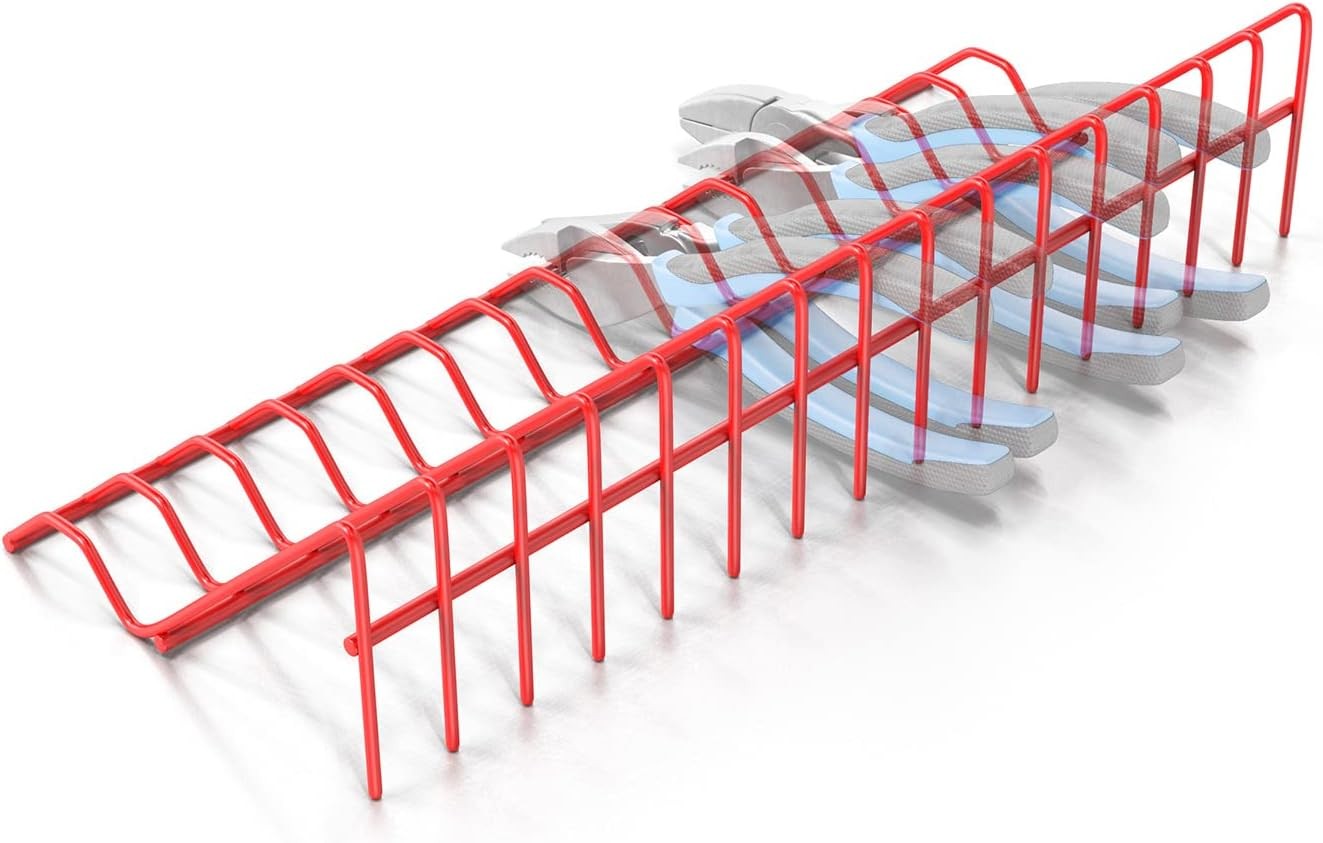 Olsa Tools Plier Rack – Red Organizer for Tool Box Drawer 16 Slots,